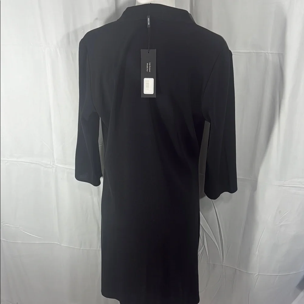 MISOOK BLACK SHIFT DRESS LEATHER TRIM ZIPPER PM NWT - Picture 8 of 11